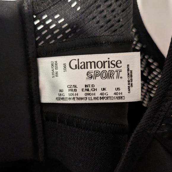 Glamorise Black No-Sweat Mesh Wirefree Sports Bra Size 40H - Picture 2 of 13